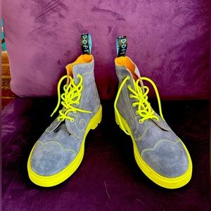 John Fluevog Derby Swirl Anna Sui Denim blue and yellow W10/M8